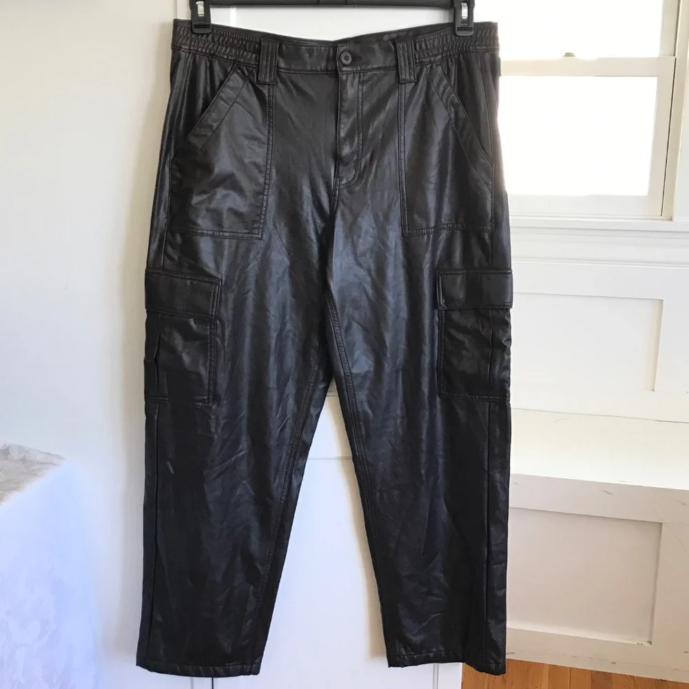 AMERICAN EAGLE Vegan Leather Stretch Cargo Pants Brown Women’s Plus Size 18
